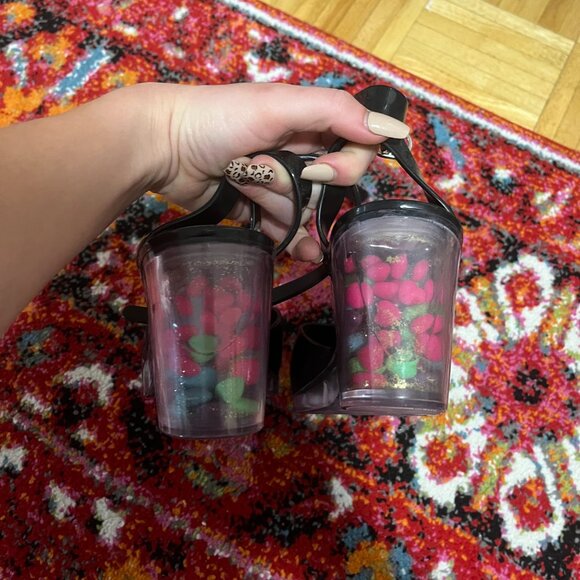 NWOT Melissa Patrick Cox Jelly Sandals w Liquid Heel Hearts Glitter, Scented, 6 - Picture 4 of 7